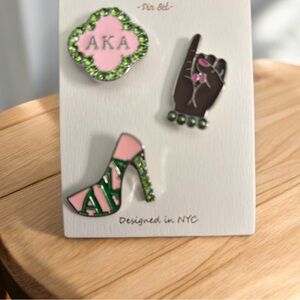 AKA Pin Set with Pink and Green Accents